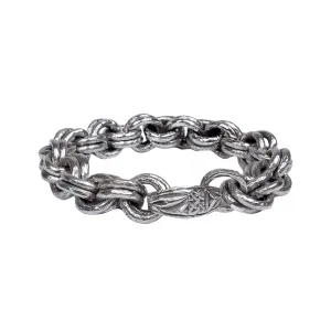 Silver Heavy Double Ring Hammered Pictish  Bracelet