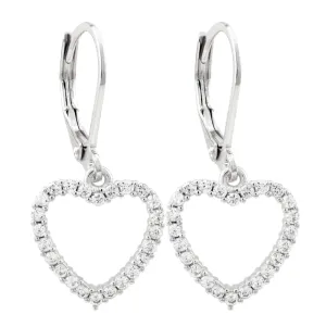 Silver Lever Back earrings with Open CZ Heart