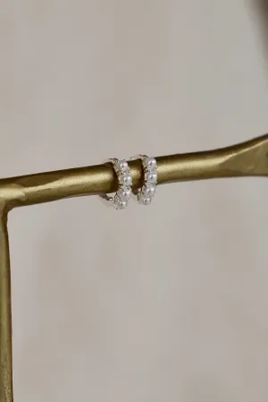 SILVER MINI PEARL HOOPS