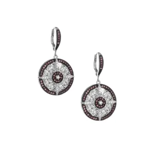 Silver Night & Day Round Compass Earrings