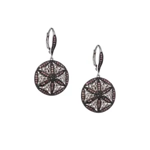 Silver Night & Day Round Hexagon Earrings