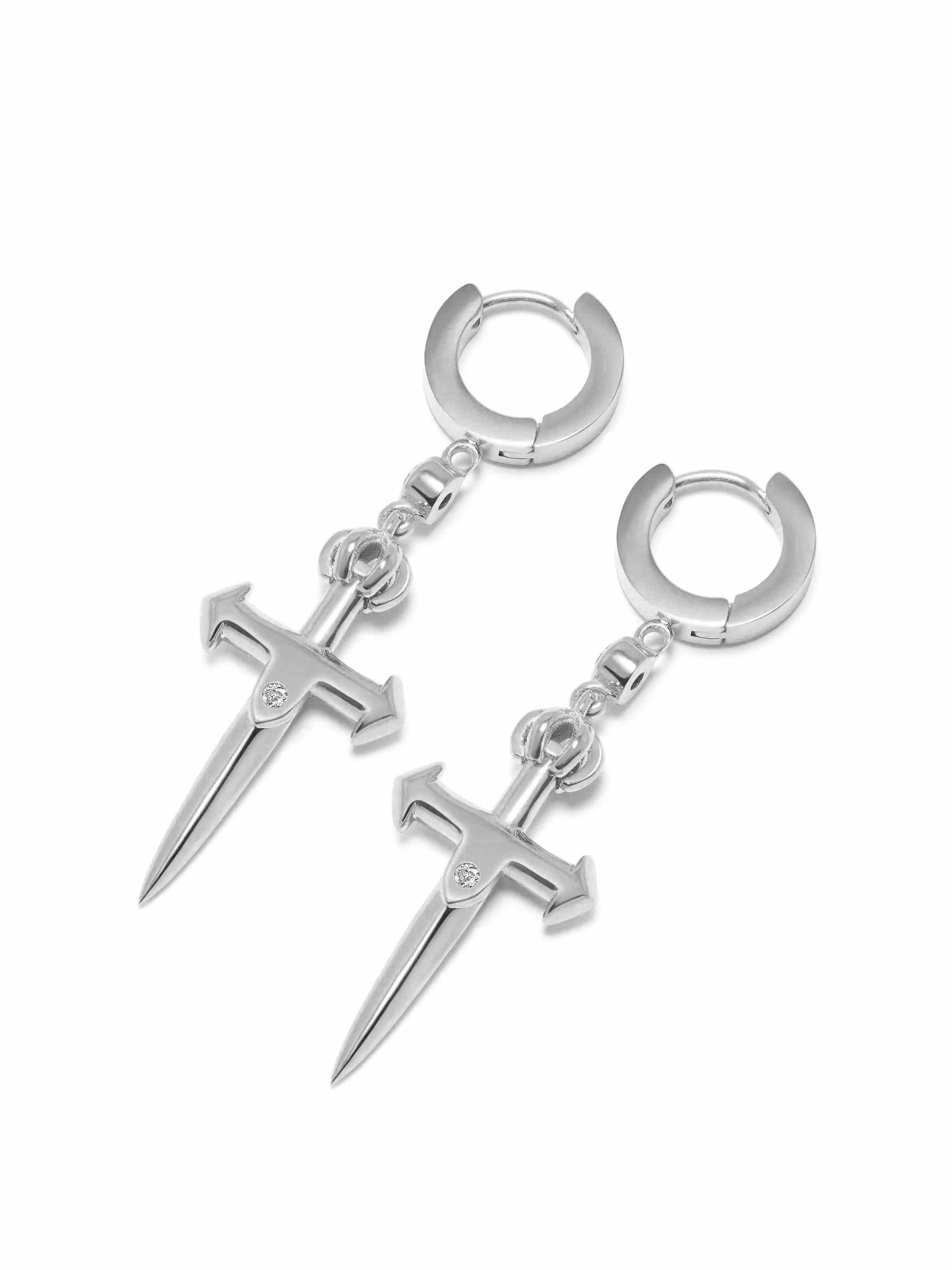 Skyfall Sword Earrings in Silver