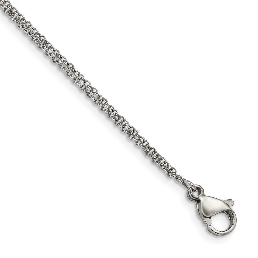 Stainless Steel Polished with CZ Infinity Symbol 6.25in w/2in ext. Bracelet