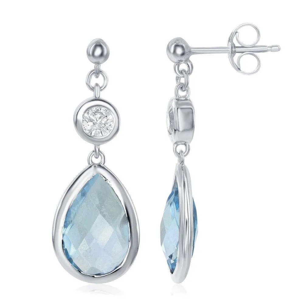 Sterling Silver Blue Topaz Teardrop Earrings