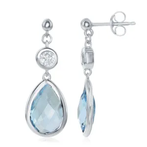 Sterling Silver Blue Topaz Teardrop Earrings