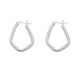 Sterling Silver Designed Hoop Earrings
