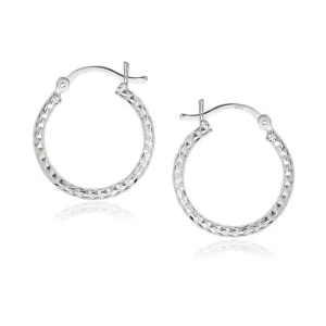 Sterling Silver Diamond Cut Hoop Earrings, 20 mm