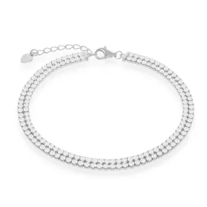 Sterling Silver Double Row Tennis Bracelet, 6.5"
