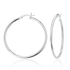 Sterling Silver High-Polished Hoop Earrings, 2 x 45 mm