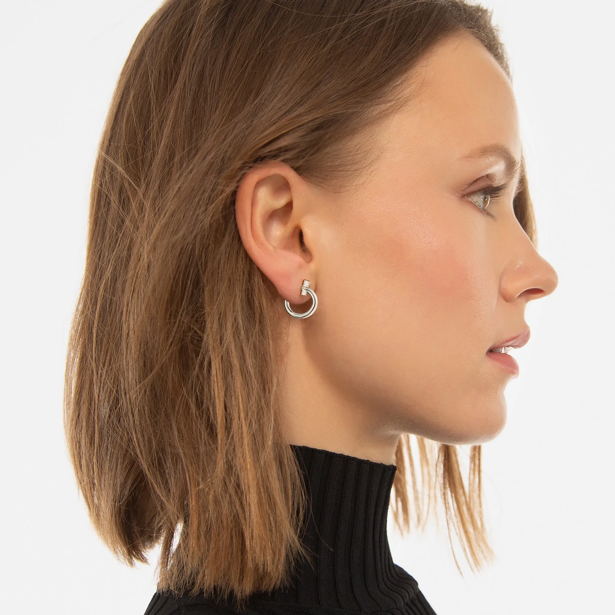 Sterling Silver Large "Galaxy Wrap Hoop" Earrings with White Sapphires