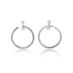 Sterling Silver Large "Galaxy Wrap Hoop" Earrings with White Sapphires