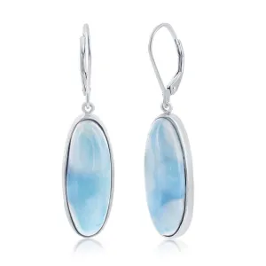 Sterling Silver Larimar Dangling Leverback Earrings