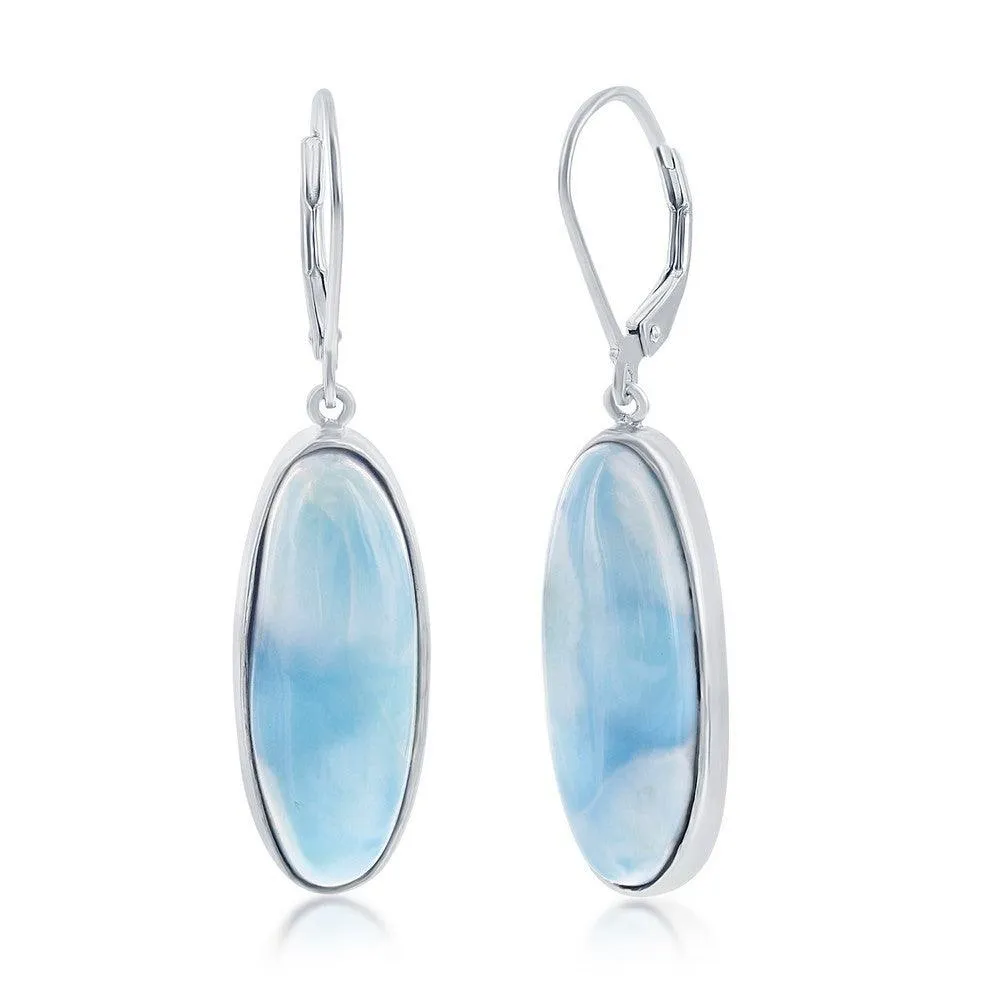 Sterling Silver Larimar Dangling Leverback Earrings