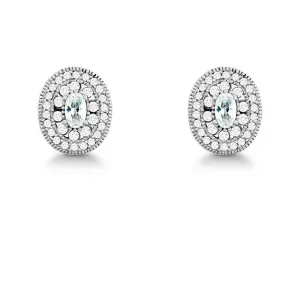 Sterling Silver Oval Micro Pave Stud Earrings