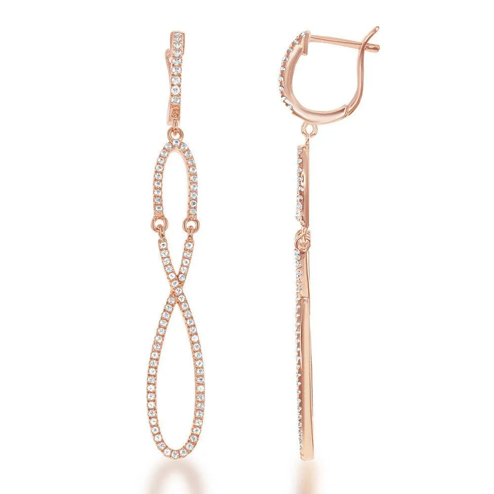 Sterling Silver Rose Gold Infinity Topaz Earrings