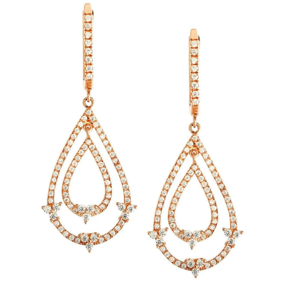 Sterling Silver Rose Gold Open Teardrop Earrings