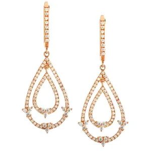 Sterling Silver Rose Gold Open Teardrop Earrings