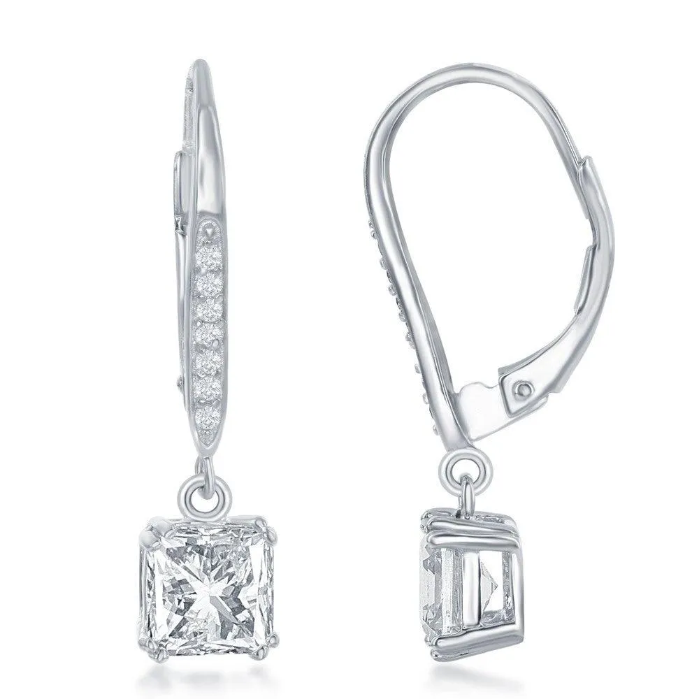 Sterling Silver Square CZ Earrings
