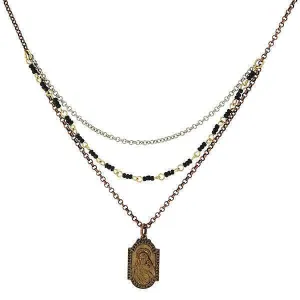 Symbols Of Faith Sacred Heart Our Lady Of Mount Carmel Medal Pendant Necklace 16"   3" Extender