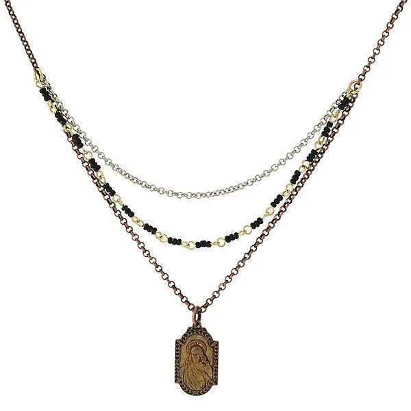 Symbols Of Faith Sacred Heart Our Lady Of Mount Carmel Medal Pendant Necklace 16"   3" Extender
