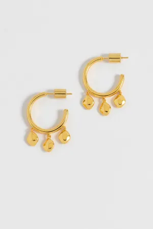 Triple Pebble Hoop Earrings