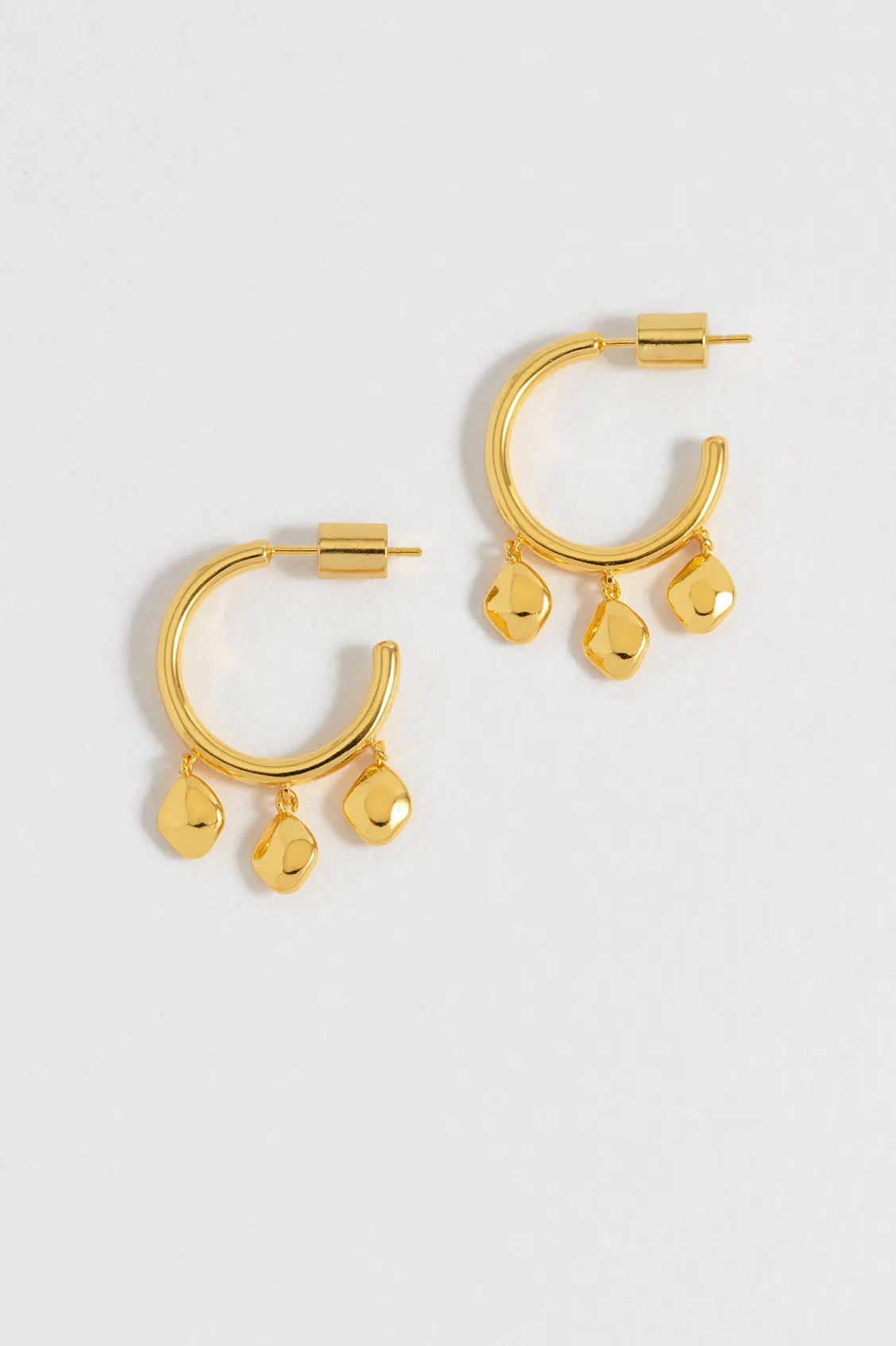 Triple Pebble Hoop Earrings