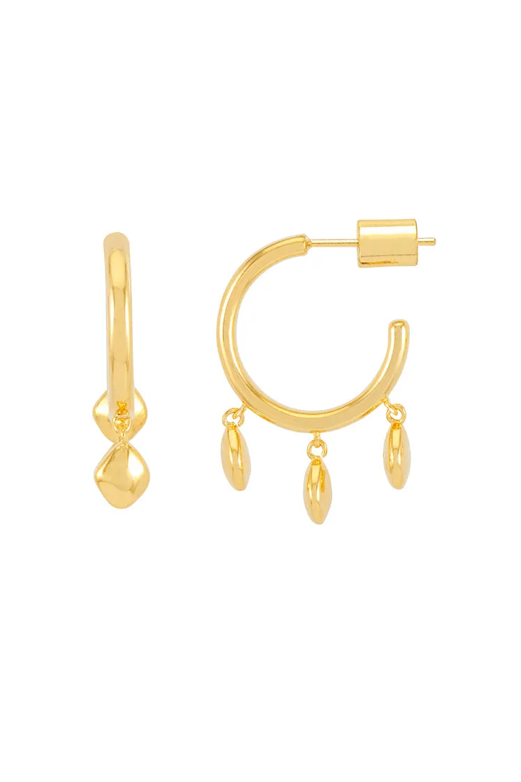 Triple Pebble Hoop Earrings