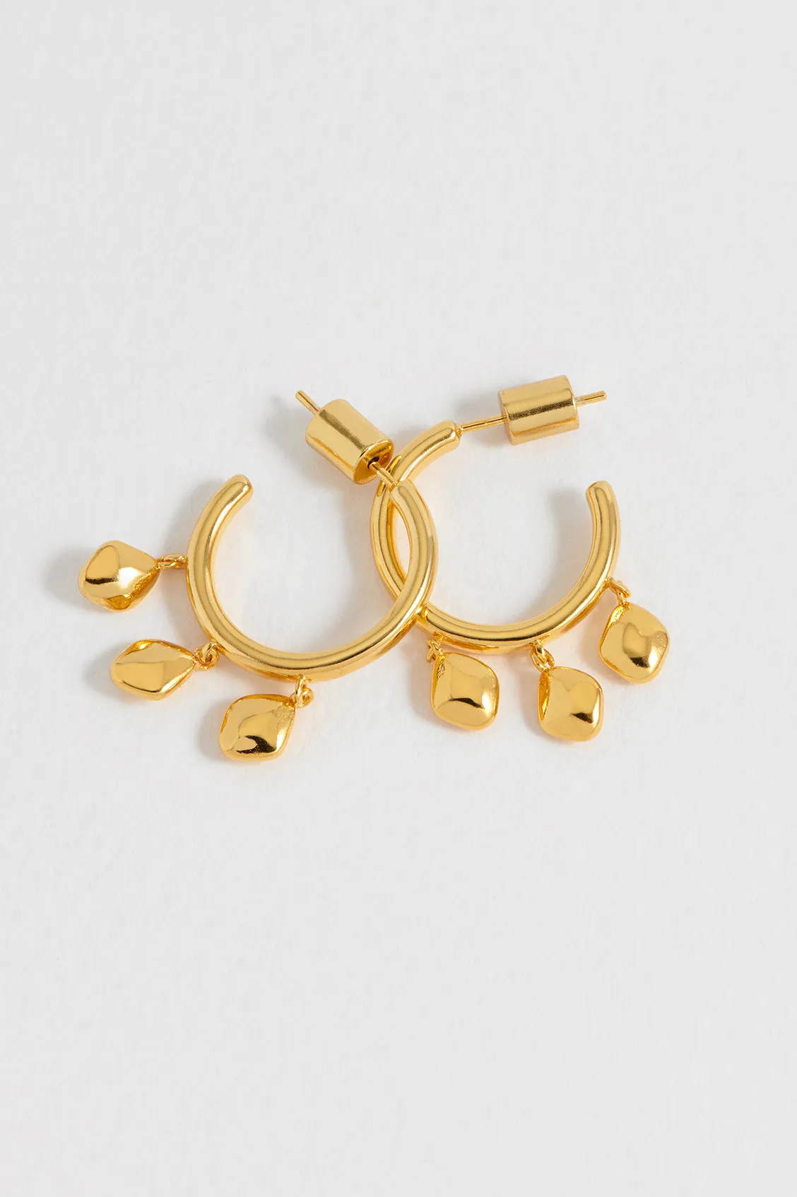 Triple Pebble Hoop Earrings