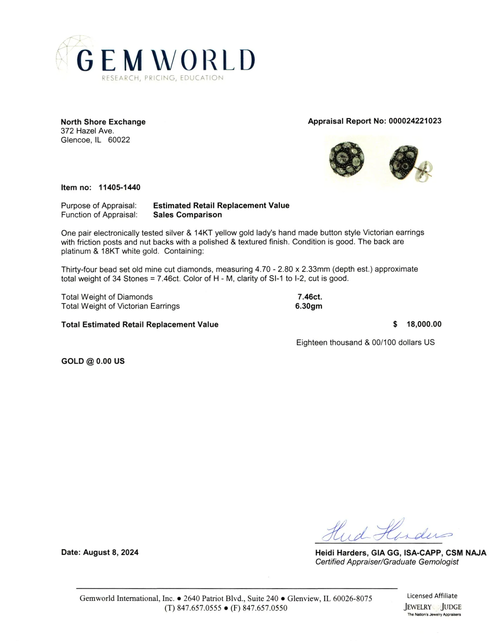 Victorian Silver and 14K White Gold Dome Earrings with Diamonds