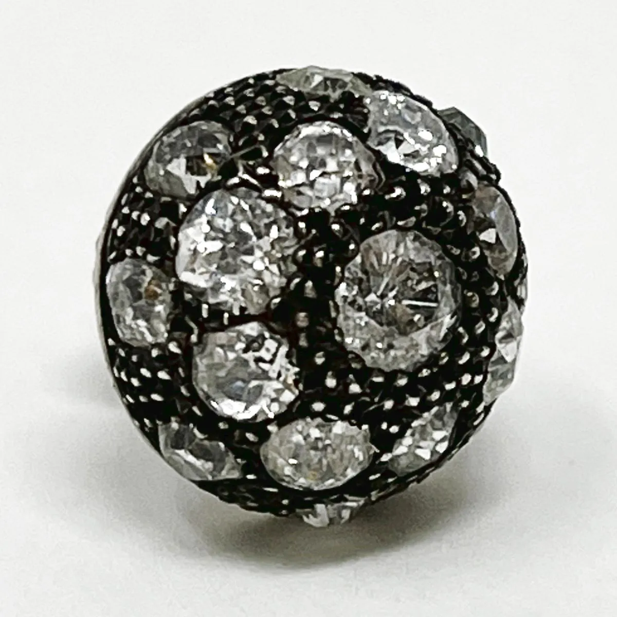 Victorian Silver and 14K White Gold Dome Earrings with Diamonds