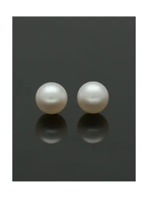 White Cultured Pearl Stud Earrings 5mm in 9ct Yellow Gold